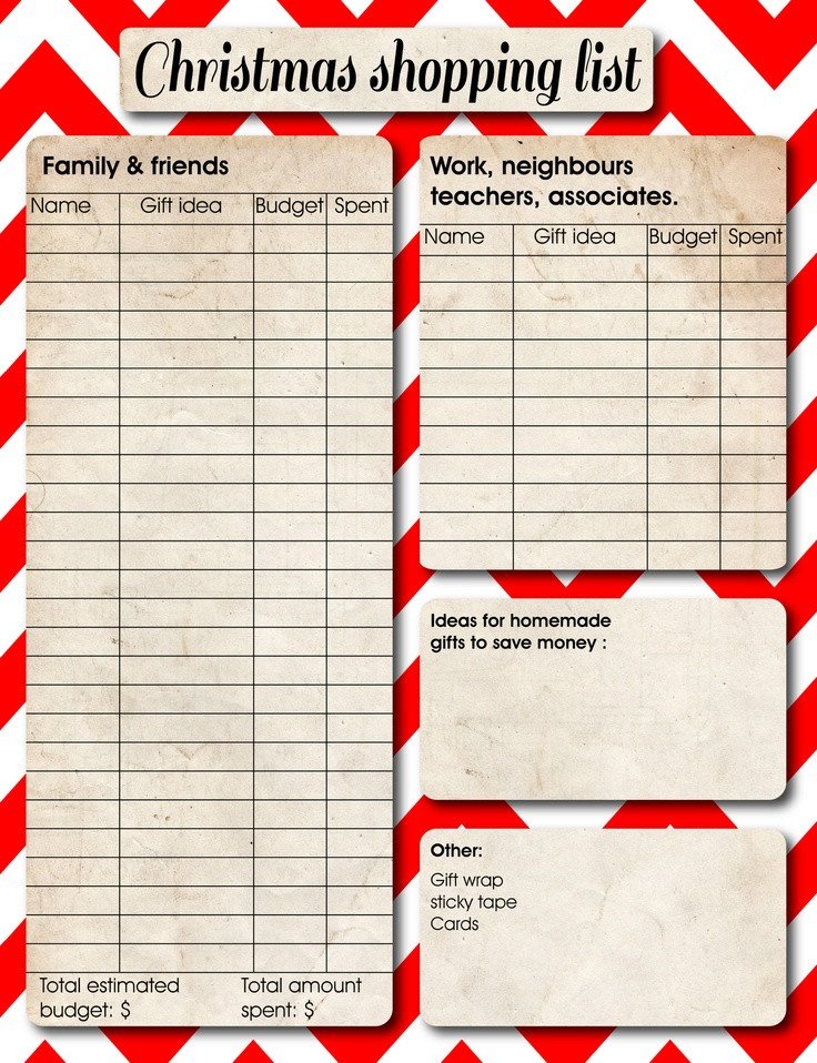 Christmas Gift Lists Templates 17 Best Images About Christmas Planner On Pinterest