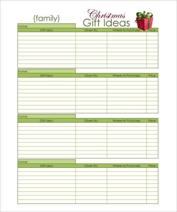 Christmas Gift Lists Templates 24 Christmas Gift List Templates Free Printable Word