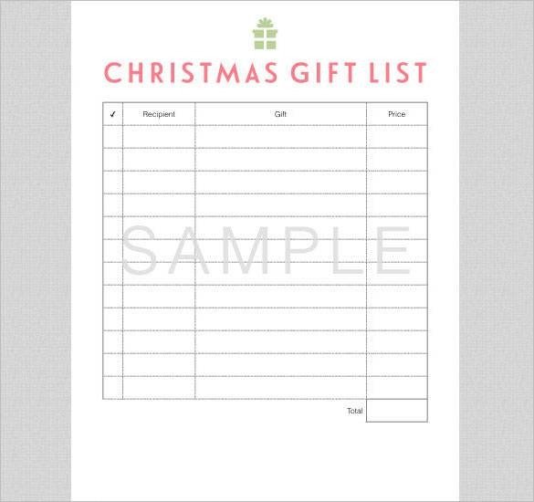 Christmas Gift Lists Templates 24 Christmas Gift List Templates Free Printable Word
