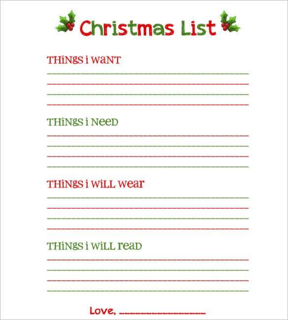 Christmas Gift Lists Templates 27 Christmas Gift List Templates Free Printable Word