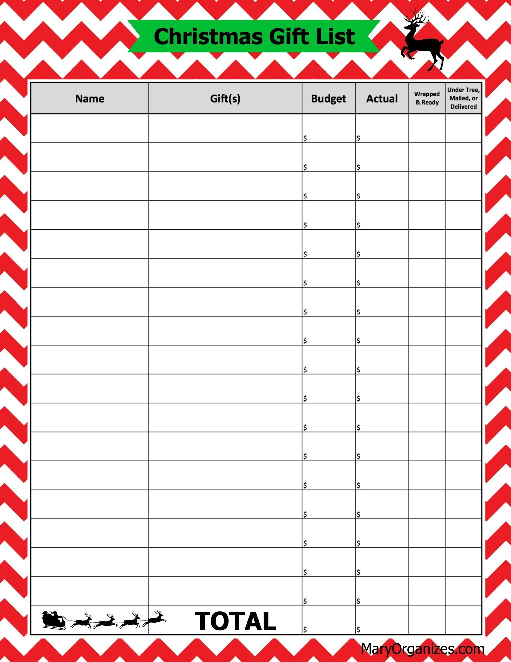 Christmas Gift Lists Templates Free Printable Christmas List Template