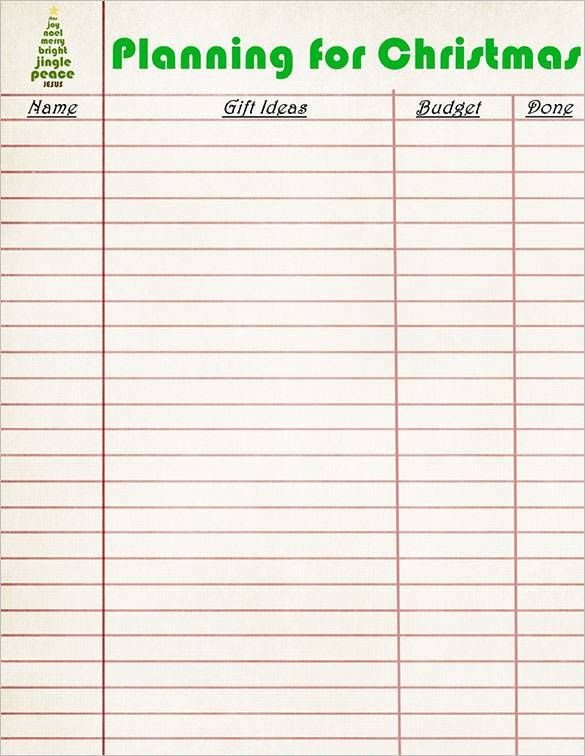Christmas Gift Lists Templates Free Printable Christmas Planner Gift List Download 24