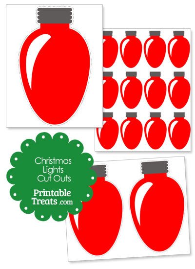 Christmas Light Bulb Cut Outs Red Christmas Lights Cut Outs — Printable Treats