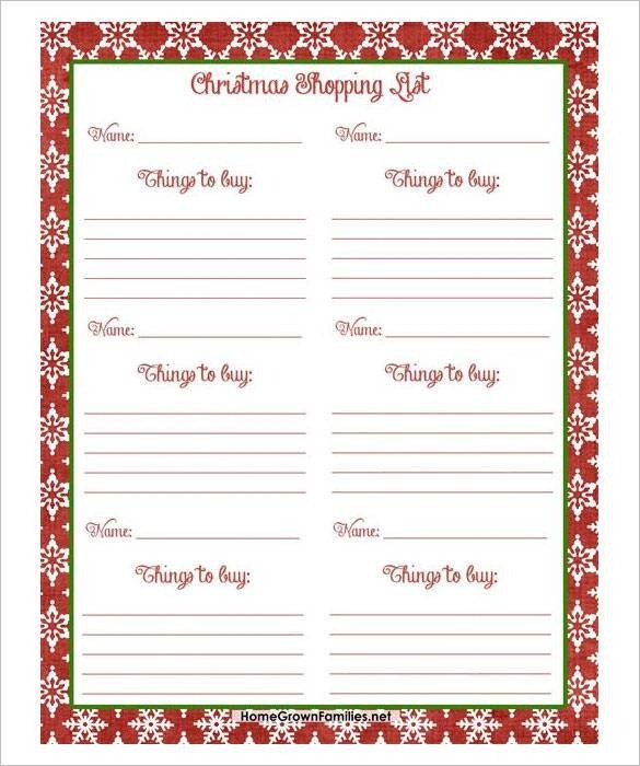 Christmas List Template Word 24 Christmas Gift List Templates Free Printable Word