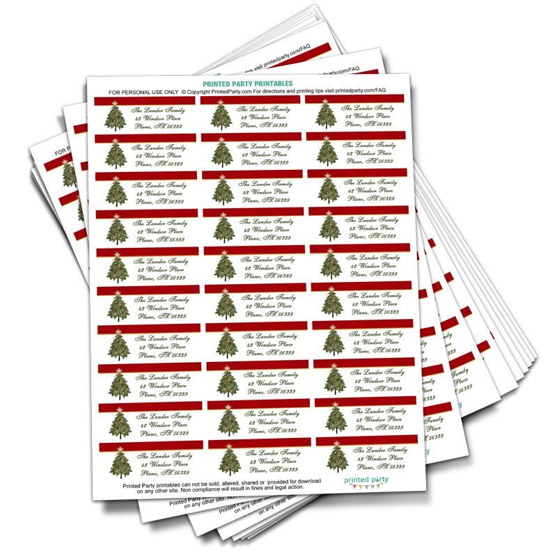 Christmas Mailing Labels Template Printable Holiday Address Label Template Christmas Tree