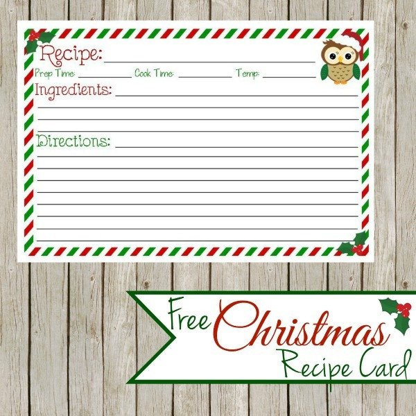Christmas Recipe Card Template Menu Plan Monday Dec 15 14