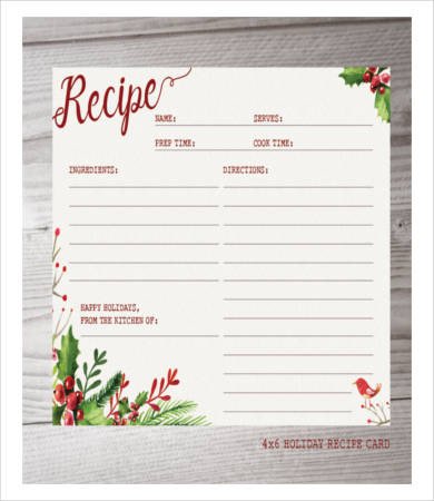 Christmas Recipe Card Template Recipe Card Template 10 Free Pdf Download