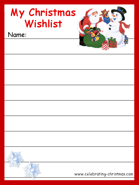 Christmas Wish List Template Christmas List Template Printable