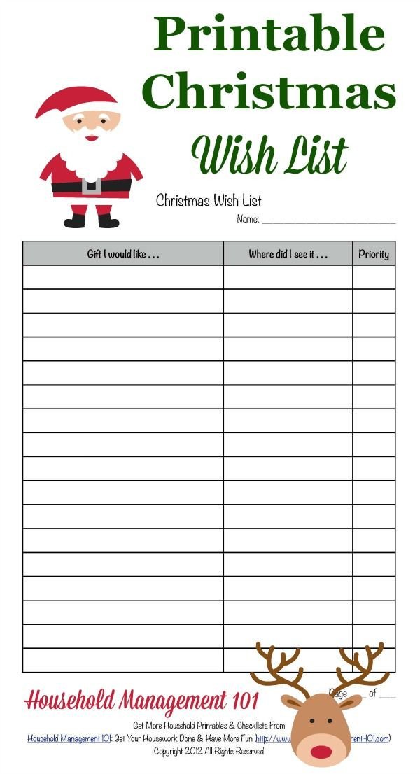Christmas Wish List Template Free Printable Christmas Wish List for Kids &amp; Adults