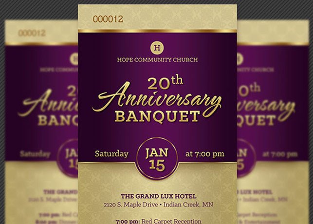 Church Anniversary Program Template Church Anniversary Banquet Ticket Template