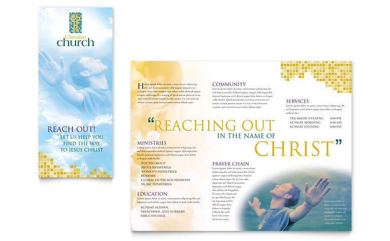 Church Bulletin Templates Microsoft Publisher Christian Church Brochure Template Word &amp; Publisher