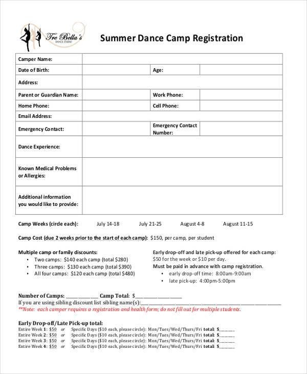 Church Camp Registration form Template 10 Summer Camp Registration form Samples Free Sample