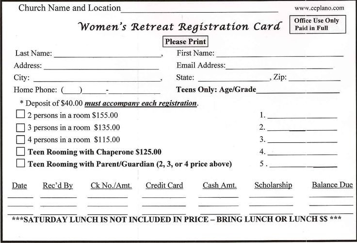 Church Camp Registration form Template Retreat Registration form Sample Womens Retreat