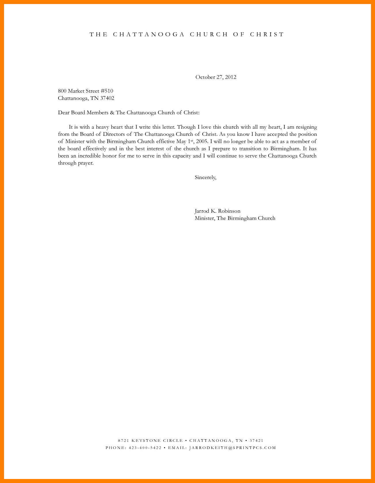 Church Membership Resignation Letter 6 Church Membership Resignation Letter Sample