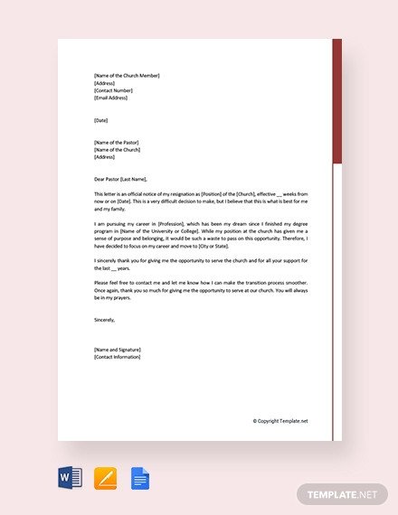 Church Membership Resignation Letter Free Munity Service Letter From Church Template