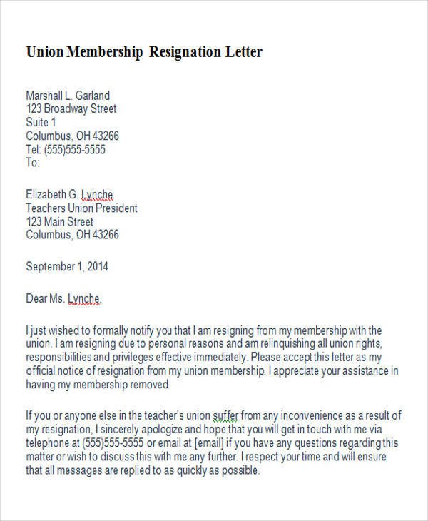 Church Membership Resignation Letter Sample Membership Resignation Letter 5 Examples In Pdf