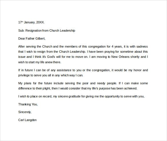 Church Resignation Letter Sample 12 Two Weeks Notice Letter Templates Google Docs Ms