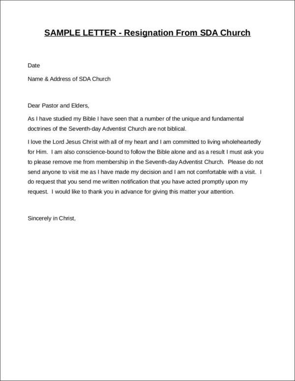 Church Resignation Letter Sample 33 Printable Resignation Letter Samples & Templates