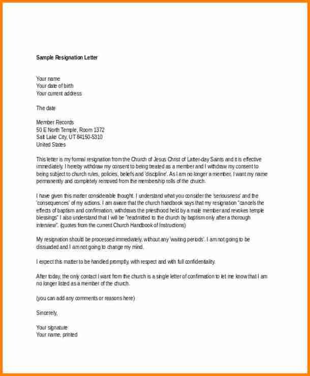Church Resignation Letter Sample 5 Church Resignation Letter