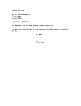 Church Resignation Letter Sample Church Member Resignation Letter