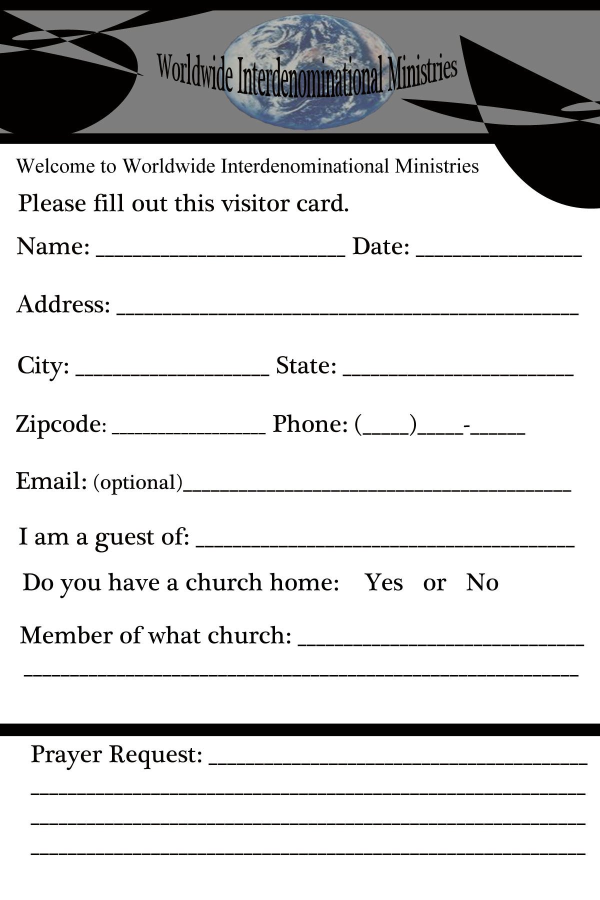 Church Visitor Card Template Word Our Portfolio