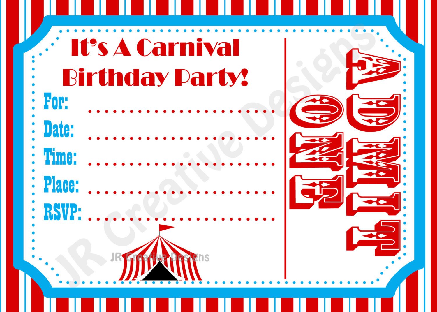 Circus Invitation Template Free Carnival Invite Circus Invite Circus by Jrcreativedesigns