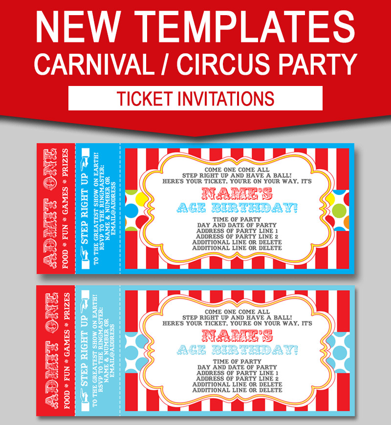 Circus Invitation Template Free Editable Carnival Ticket Invitations