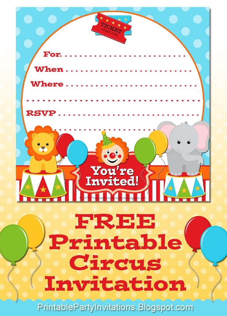 Circus Invitation Template Free Free Printable Circus Party Invitation