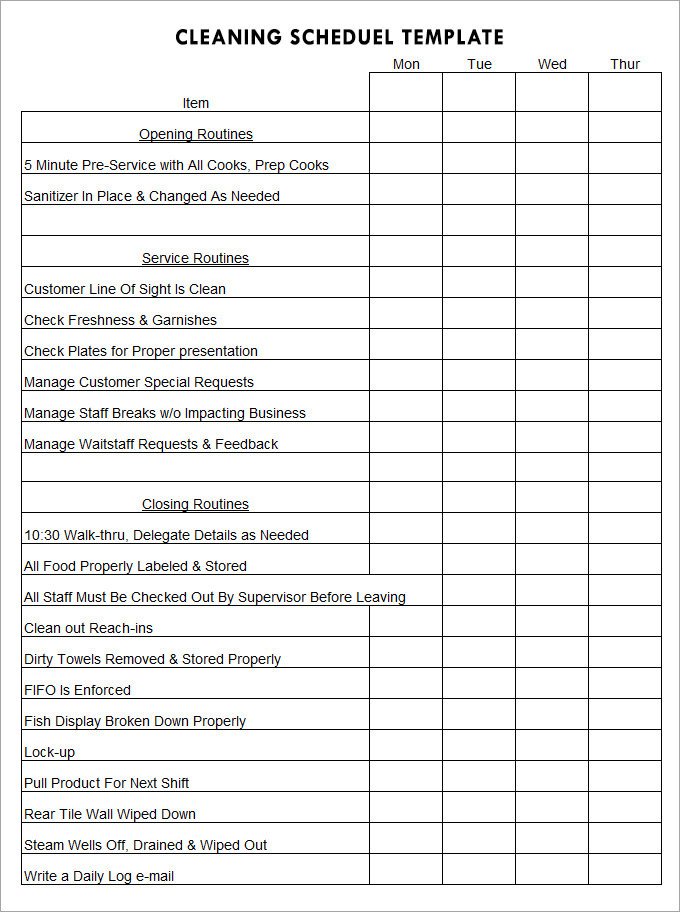 Cleaning Checklist Template Excel Cleaning Checklist Template Excel