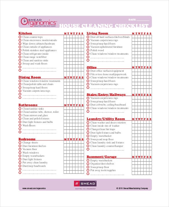 Cleaning Checklist Template Excel Editable Cleaning Schedule Template
