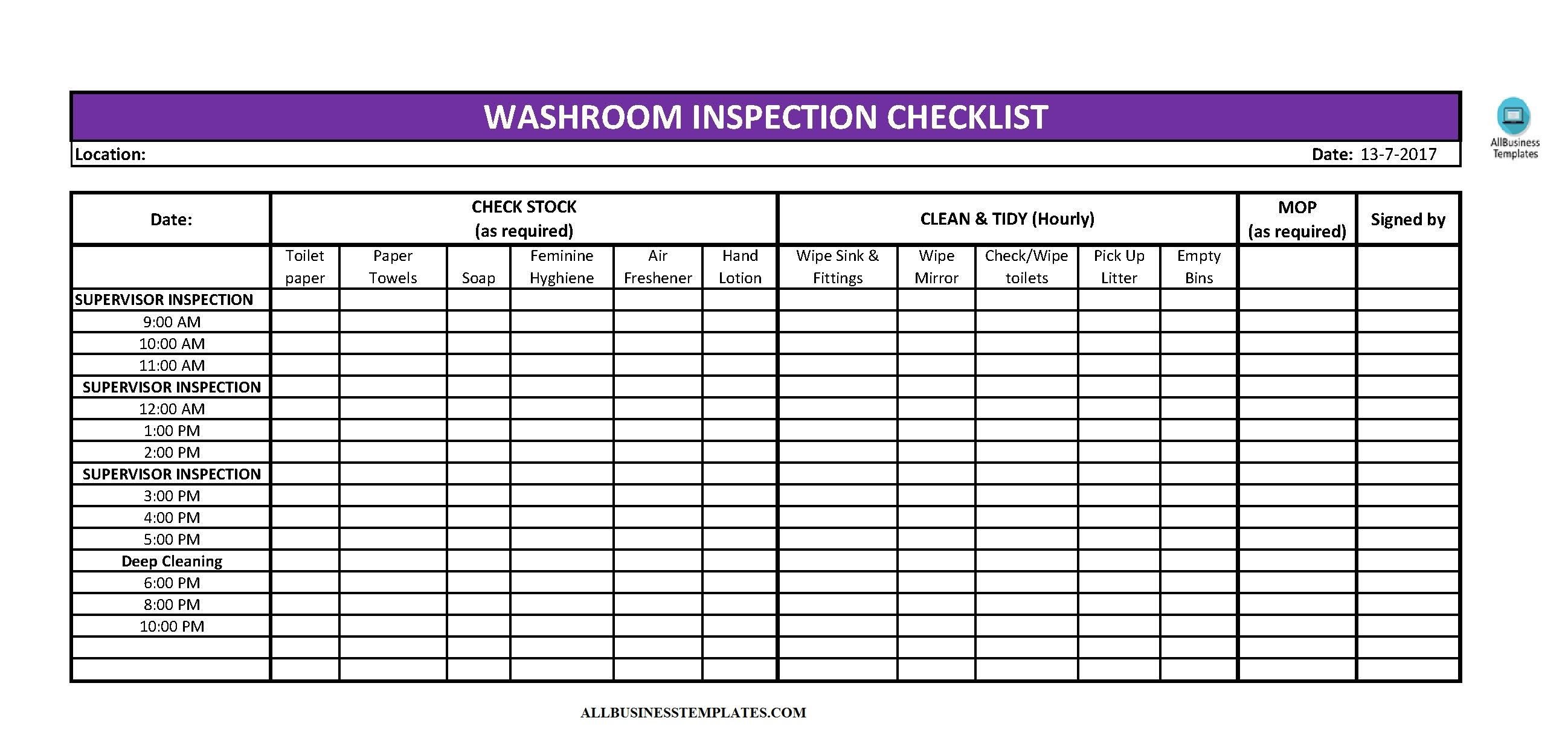 Cleaning Checklist Template Excel toilet Cleaning Checklist Excel