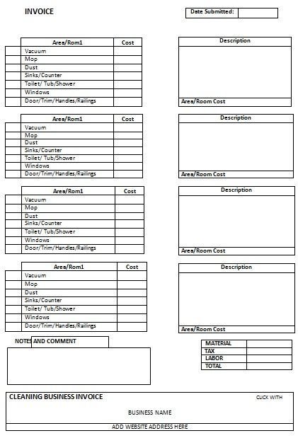 Cleaning Services Invoice Template Blank Cleaning Invoice