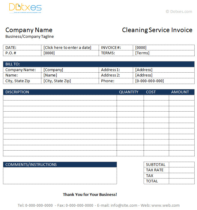 Cleaning Services Invoice Template Cleaning Service Invoice Template Dotxes