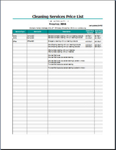 Cleaning Services Price List Template 15 Price List Templates for Small Business