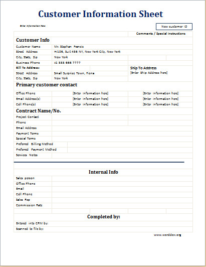 Client Information Sheet Template 20 Editable Worksheet Templates for Everyone S Use
