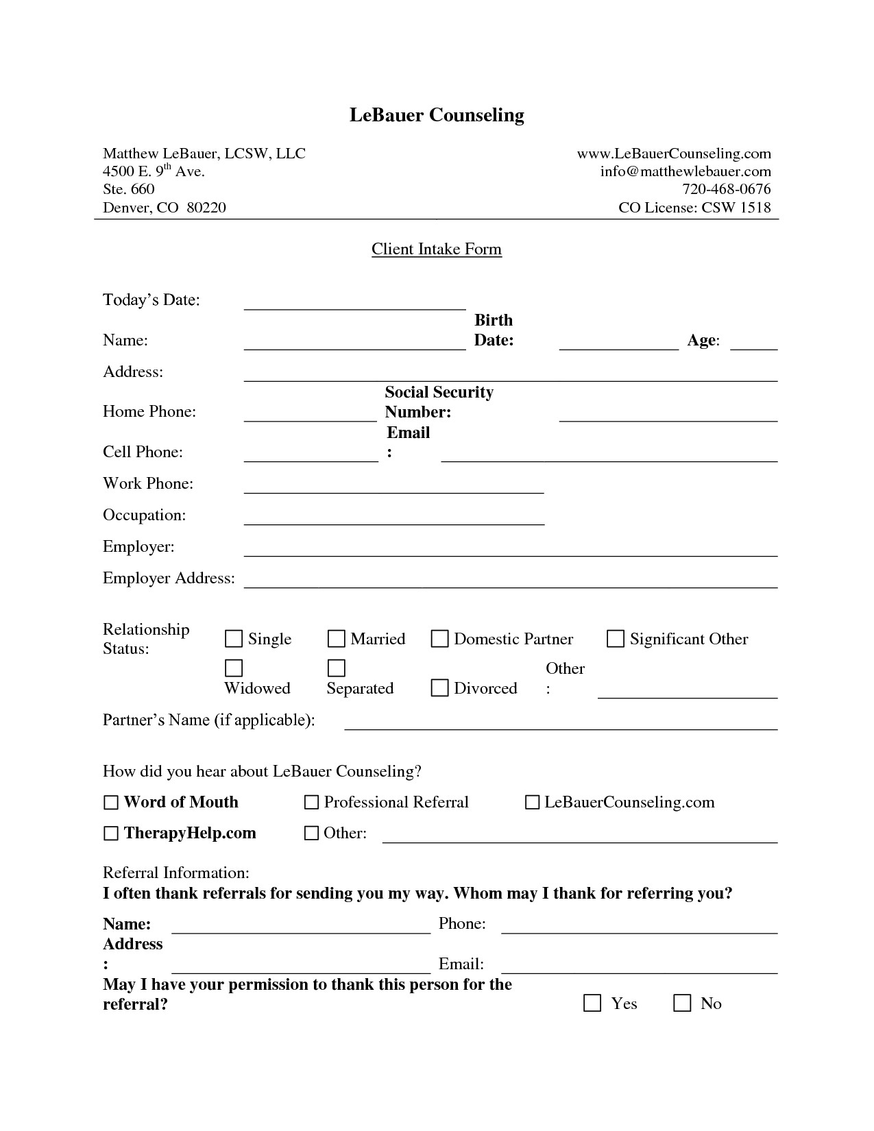 Client Intake form Template New Client Intake form Template Fogiid Clipart Kid