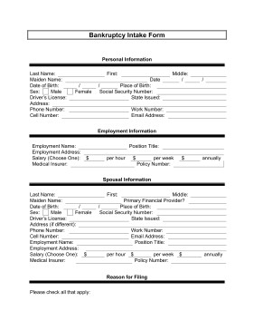 Client Intake form Template Printable Bankruptcy Intake form Legal Pleading Template