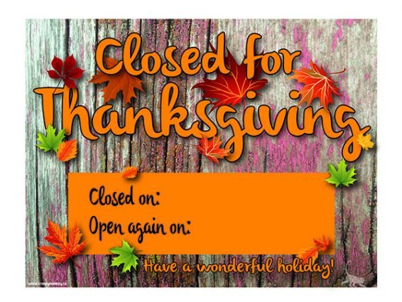 Closing Early Sign Template Creepy Monkey Closed for Thanksgiving Door or Window Sign