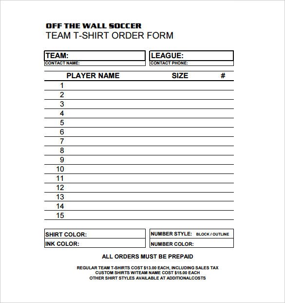 Clothing order form Template 26 T Shirt order form Templates Pdf Doc