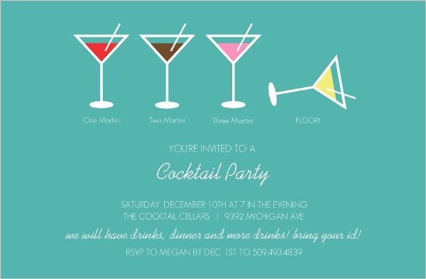 Cocktail Party Invitation Template Martini Cocktail Party Invitation