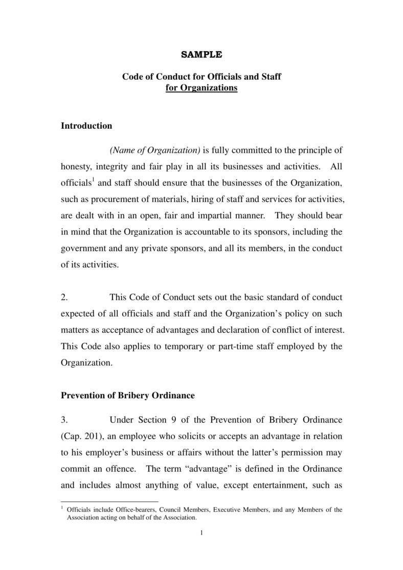 Code Of Ethics Template 7 Business Code Of Ethics Policy Templates
