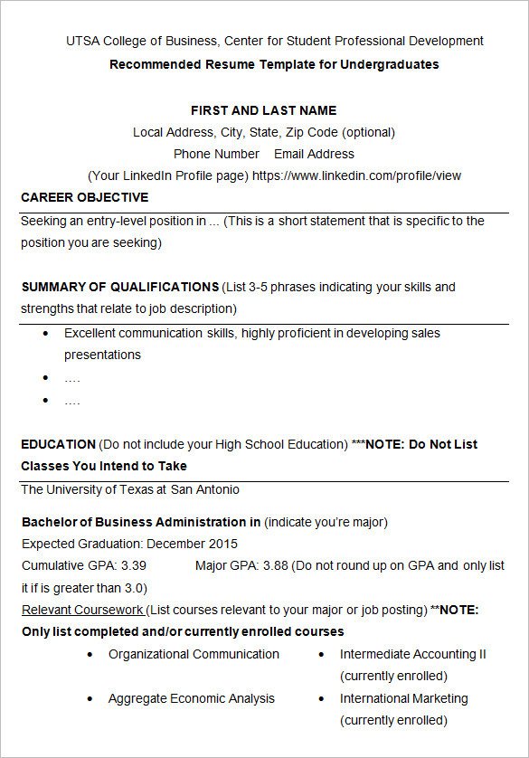 College Admissions Resume Template 24 Best Student Sample Resume Templates Wisestep
