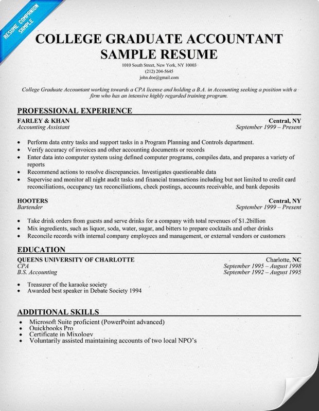 College Grad Resume Templates College Graduate Accountant Resume Sample