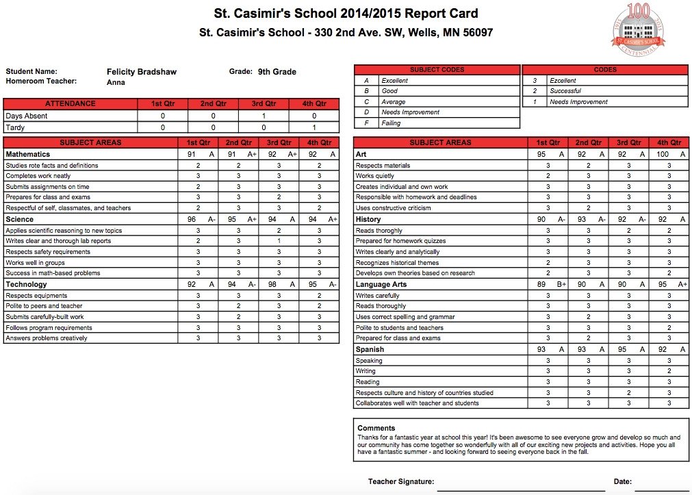 College Report Card Template Report Card Template 33 Free Word Excel Documents