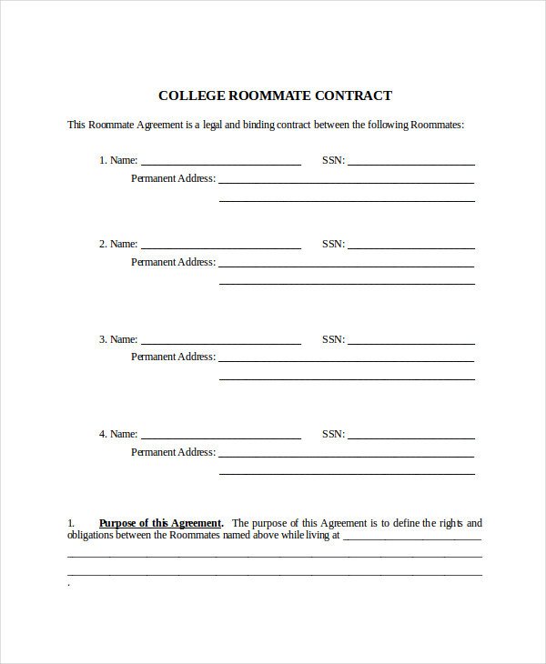 College Roommate Contract Template 8 Roommate Contract Templates Word Google Docs Apple