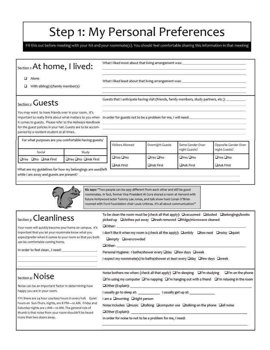 College Roommate Contract Template Download A Roommate Agreement Templates &amp; forms From Our