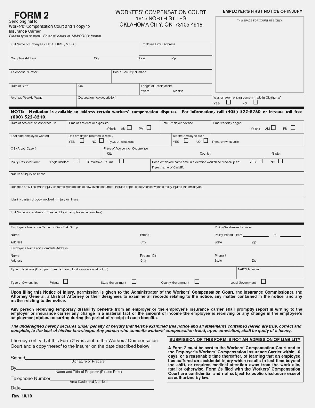 Colorado Workers Comp Waiver form Workers P Waiver form Texas