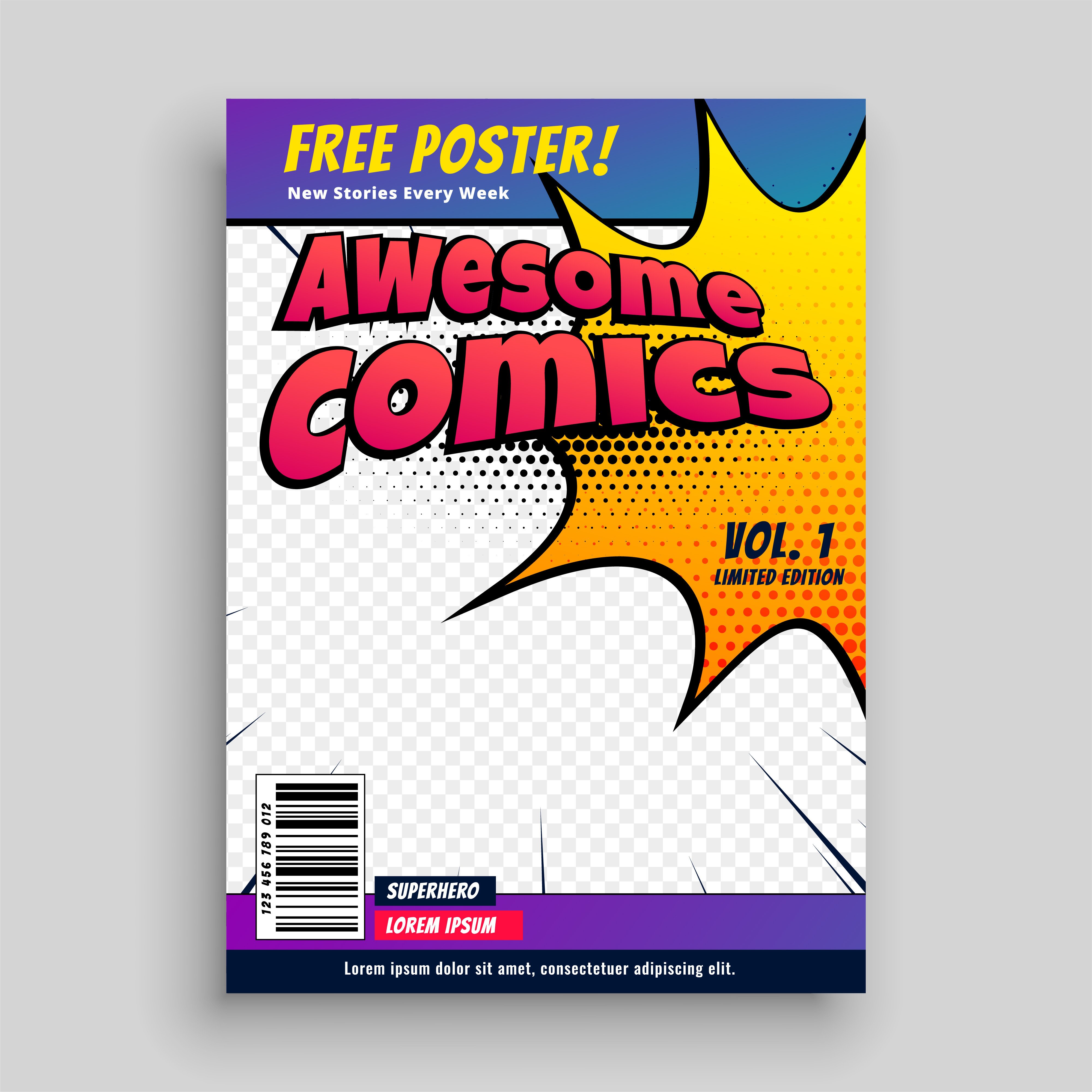 Comic Book Cover Template Ic Book Cover Magazine Design Template Download Free