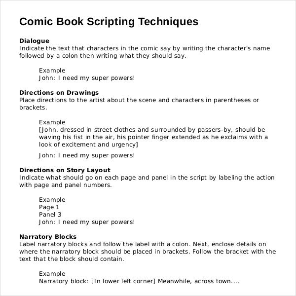Comic Book Script Template Movie Script format Download Movie Script Template