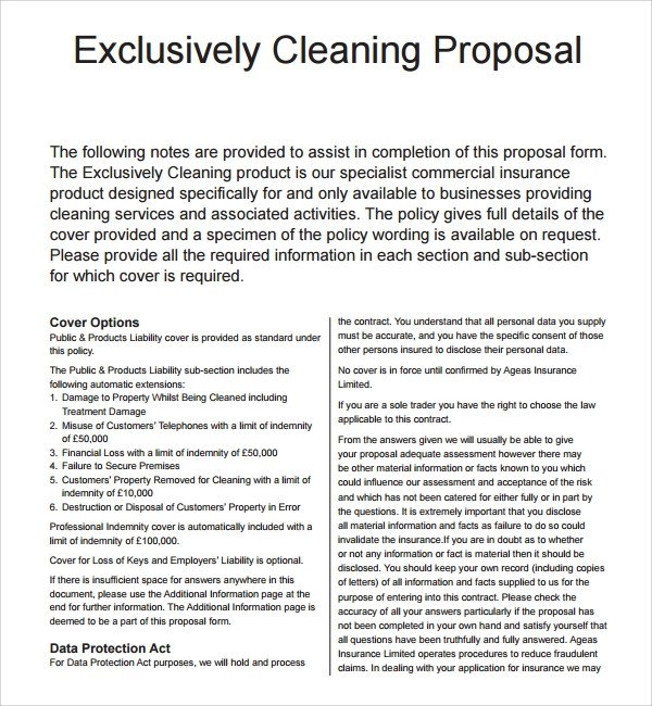 Commercial Cleaning Proposal Template Free 16 Cleaning Proposal Templates Pdf Word